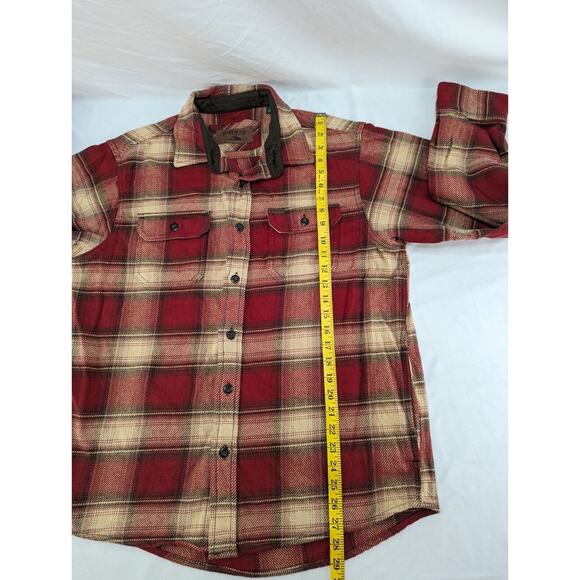 Orvis Heavy Flannel Plaid Shacket Shirt Jacket W /Pockets Men's Sz‎ L Red - Picture 11 of 15